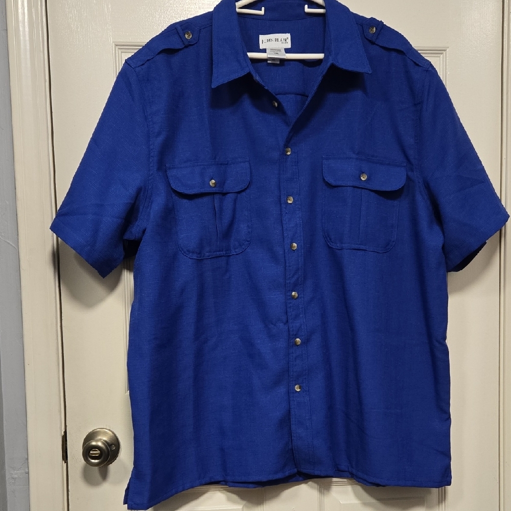 John Blair® Short-Sleeve Linen-Look Pilot Shirt